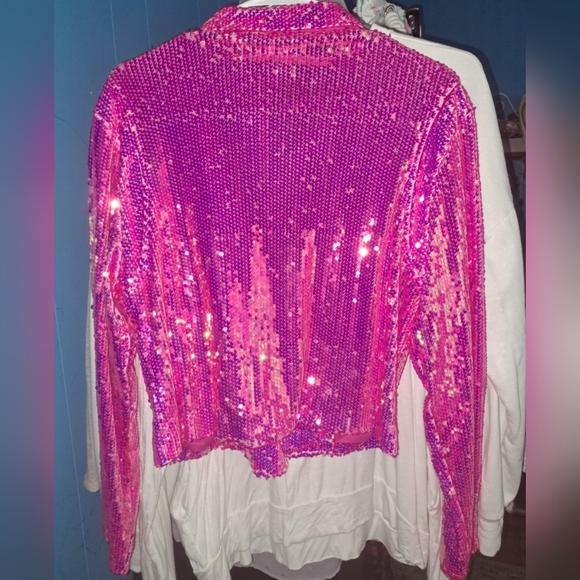 NWT Barbie Pink Sequin Moto Jacket - Picture 3 of 3